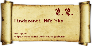 Mindszenti Mátka névjegykártya
